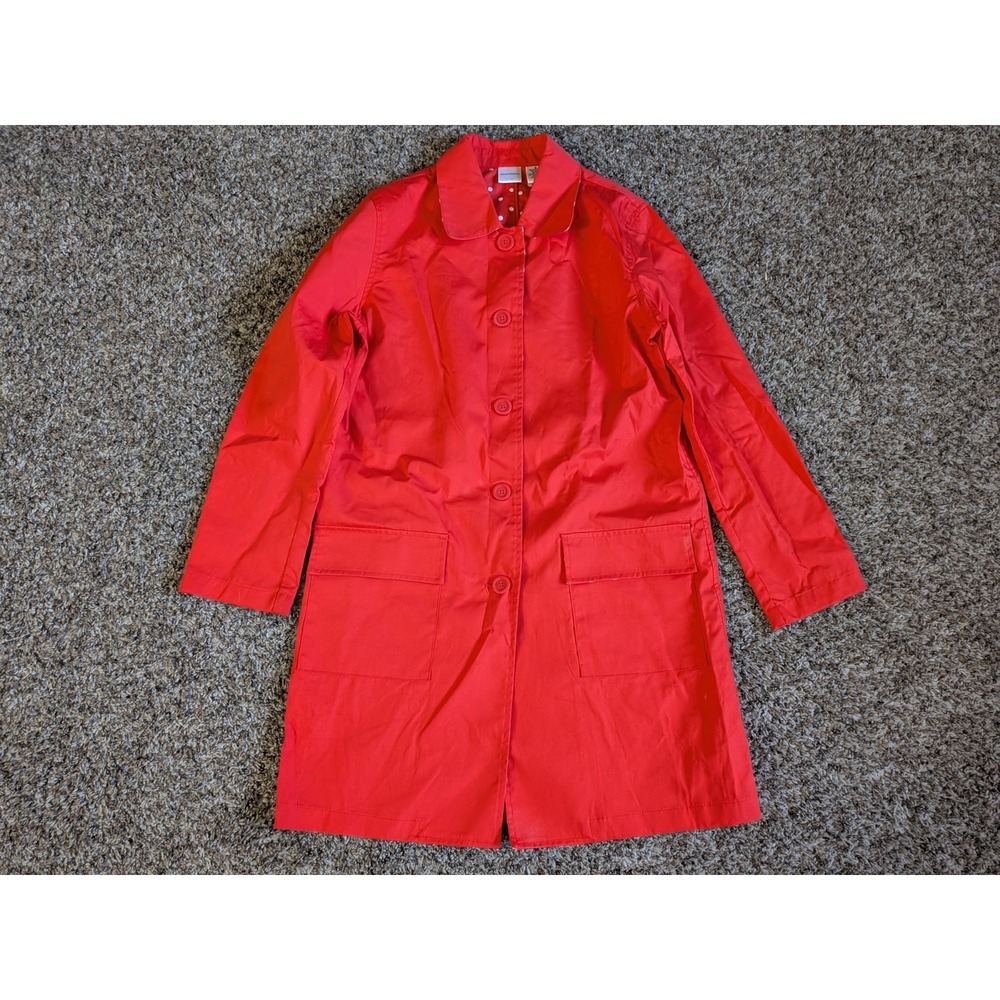 Isaac mizrahi For Target Red Trench Coat‎  Polka Dot Lining Small Macau Made